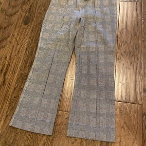 Anthropologie Essential Crop Flare slacks in grey plaid